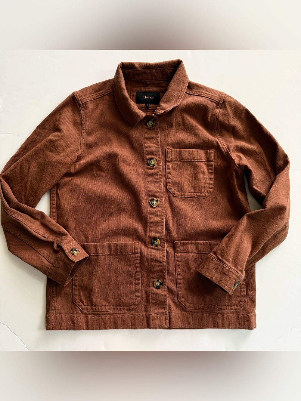 Quince Women's Organic Comfort Stretch Chore Jacket Rust Small S NWOT - Picture 6 of 13